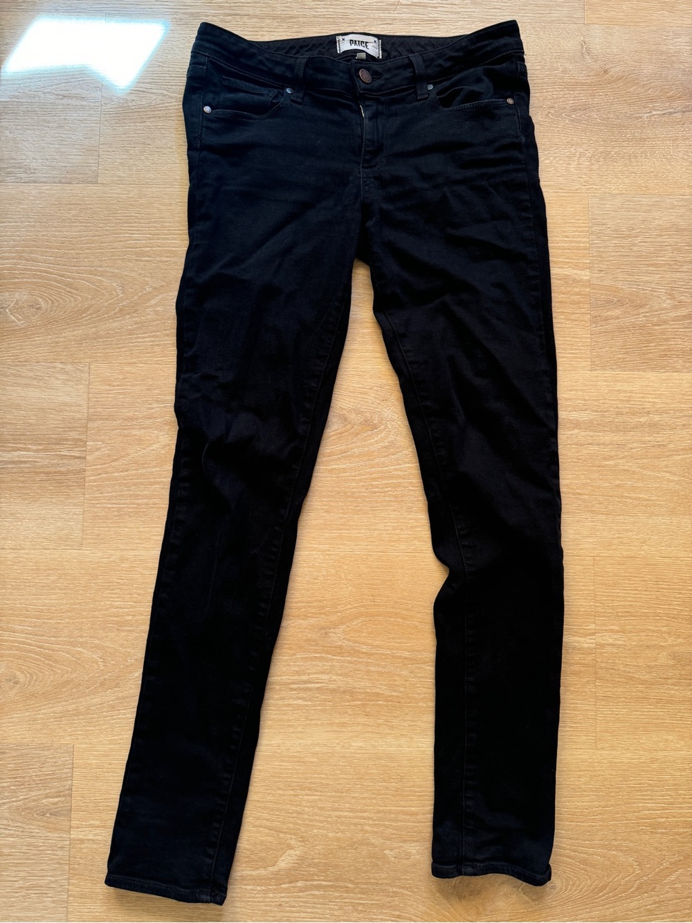 Paige Skinny Skyline Low-Rise Black Skinny Jeans Size 28